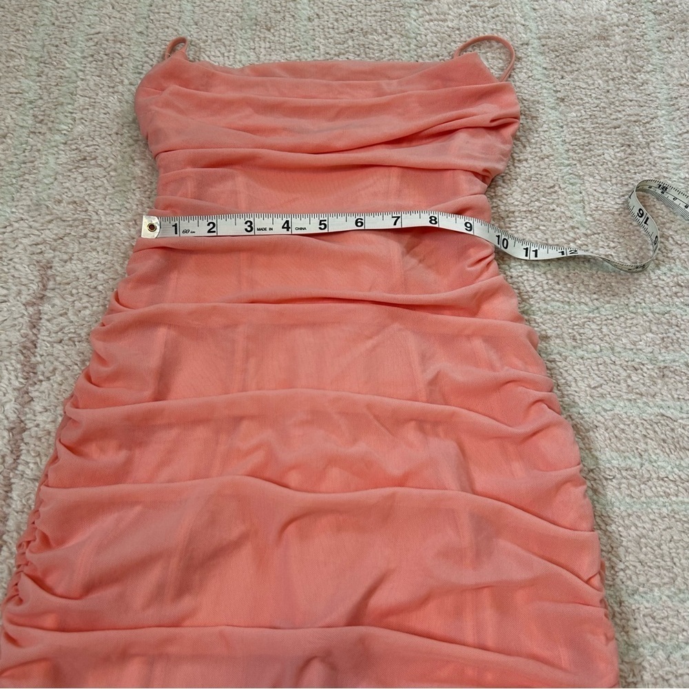 NWT Oh Polly Mesh Mini‎ Dress Size US6 Clubbing Strappy Back Peach Love Island - Picture 8 of 13